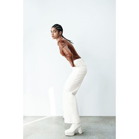 ZARA NWT SIZE MEDIUM FAUX LEATHER BODYSUIT BROWN, WINTER 2022 FAV! - Picture 6 of 8